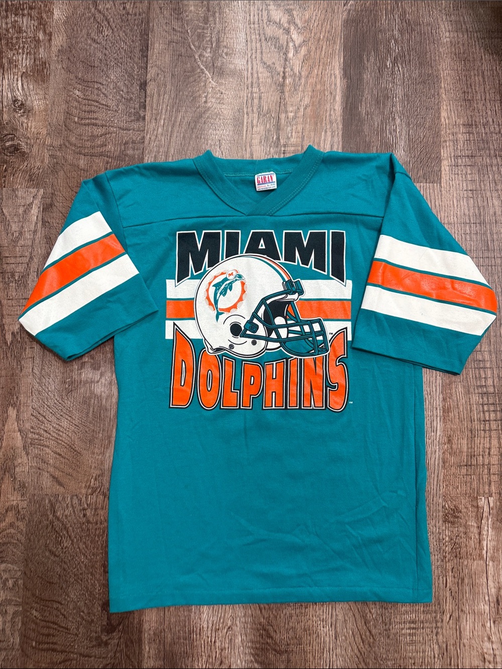 Miami Dolphins Kids Teal Football Tee - Official Team Graphic Vintage 1990s NFL